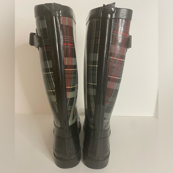 Women's Capelli New York Plaid Lined Rain Boots Rubber Size 7 Adj. Strap/Buckle - Picture 3 of 6